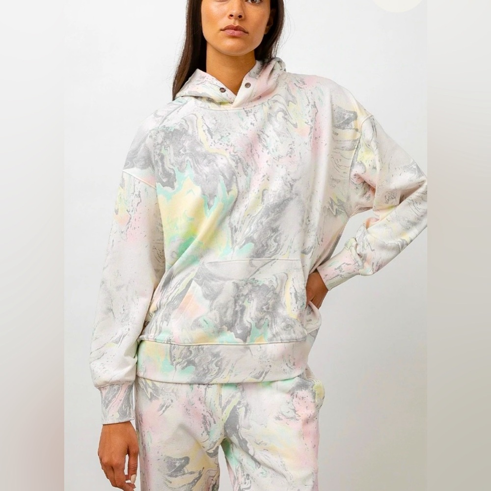 RAILS MAREN HOODIE IVORY PASTEL MARBLE NWOT SIZE M $188 - Picture 1 of 11